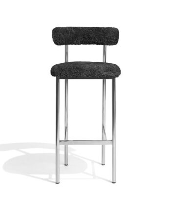 Møbel Copenhagen Font Barstol 65 Cm Sheepskin Grå Poleret Stål Stel