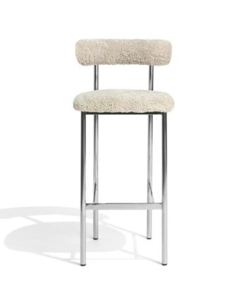 Møbel Copenhagen Font Barstol 65 Cm Sheepskin Oyster Poleret Stål Stel