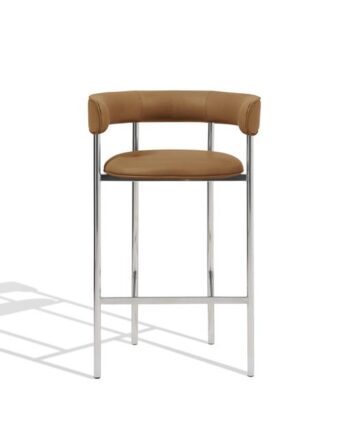 Møbel Copenhagen Font Barstol Med Armlæn 75 Cm Dunes Cognac Poleret Stål Stel