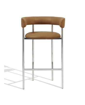 Møbel Copenhagen Font Barstol Med Armlæn 65 Cm Dunes Cognac Poleret Stål Stel