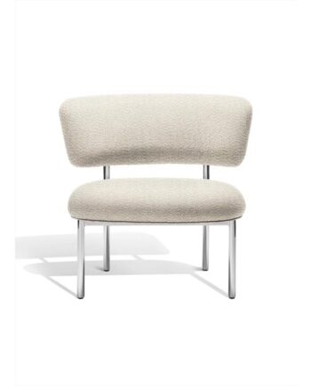 Møbel Copenhagen Font Lænestol Beige Boucle Elle 0200 Poleret Stål Stel
