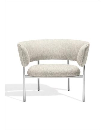 Møbel Copenhagen Font Lænestol Med Armlæn Beige Boucle Elle 0200 Poleret Stål Stel