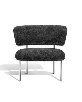 Møbel Copenhagen Font Lænestol Sheepskin Grå Poleret Stål Stel