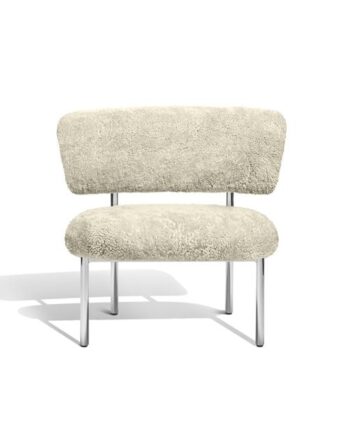 Møbel Copenhagen Font Lænestol Sheepskin Oyster Poleret Stål Stel