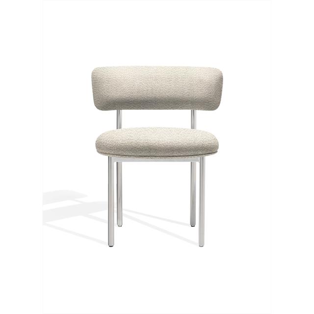 Møbel Copenhagen Font Spisebordsstol Beige Boucle Elle 0200 Poleret Stål Stel