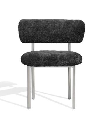 Møbel Copenhagen Font Spisebordsstol Sheepskin Grå Poleret Stål Stel