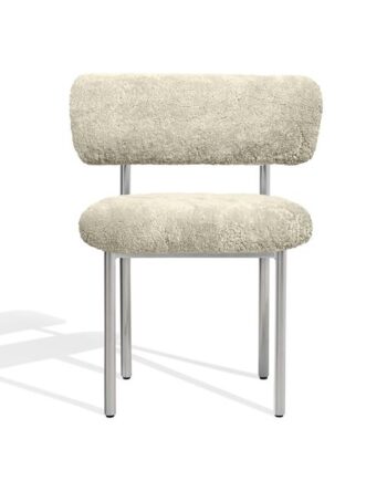 Møbel Copenhagen Font Spisebordsstol Sheepskin Oyster Poleret Stål Stel