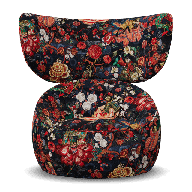 Moooi Hana Wingback Swivel Ea Lænestol Tokyo Blue Blå Fløjl