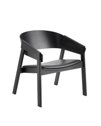 Muuto Cover Lænestol Læder Polstret Sort