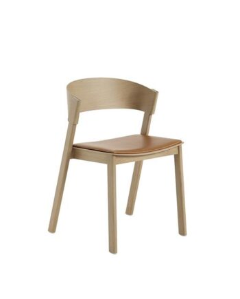 Muuto Cover Spisebordsstol Læder Polstret Cognac Eg
