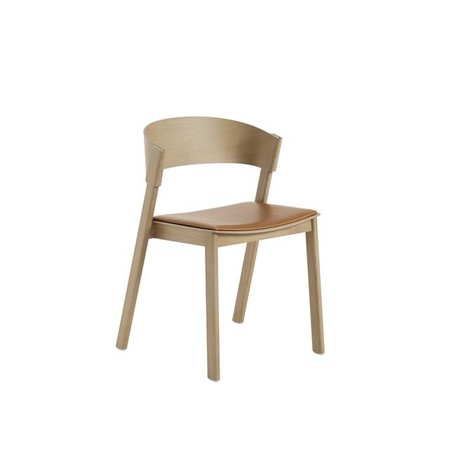 Muuto Cover Spisebordsstol Læder Polstret Cognac Eg