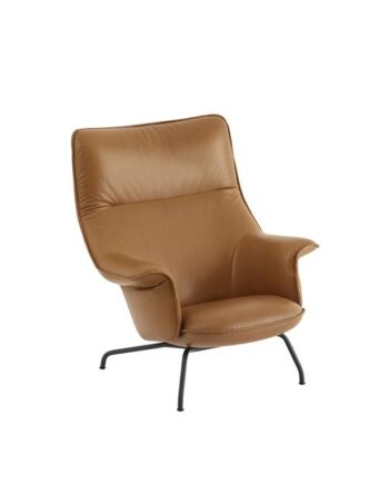 Muuto Doze Lænestol Læder Polstret Cognac Anthracite Sort