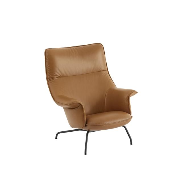 Muuto Doze Lænestol Læder Polstret Cognac Anthracite Sort
