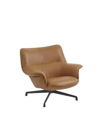 Muuto Doze Lænestol Lav Ryg Refine Leather Cognac Anthracite Black