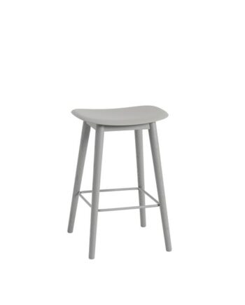 Muuto Fiber Barstol Med Træ Base Grå Grå H66 Cm