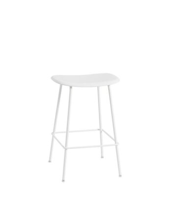 Muuto Fiber Barstol Med Tube Base Hvid Hvid H66 Cm