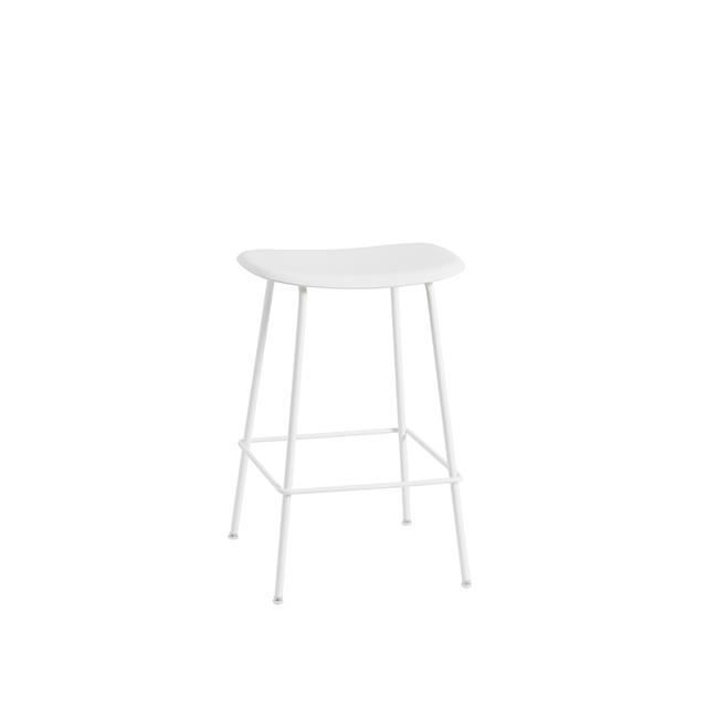 Muuto Fiber Barstol Med Tube Base Hvid Hvid H66 Cm