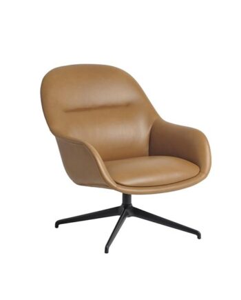 Muuto Fiber Lænestol Med Swivel Cognac Læder Antracit