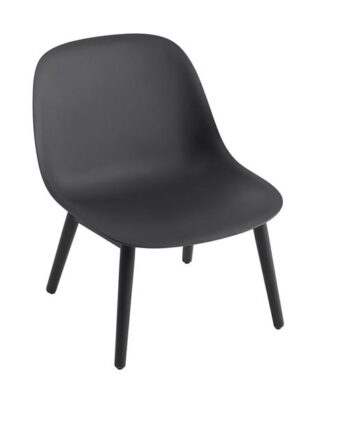 Muuto Fiber Lænestol Med Træ Base Sort