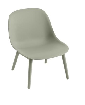 Muuto Fiber Lænestol Med Træ Base Støvet Grøn