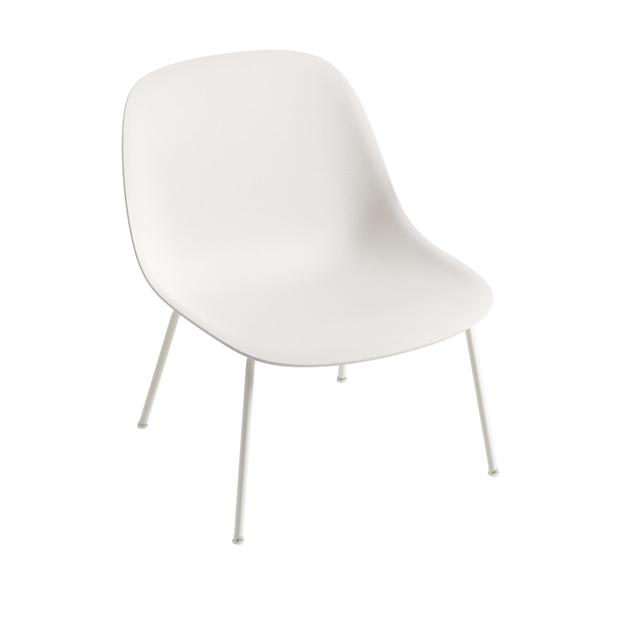 Muuto Fiber Lænestol Med Tube Base Natural Hvid Hvid