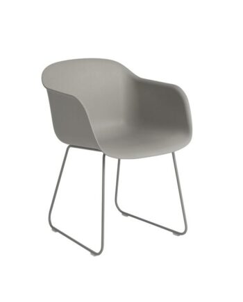 Muuto Fiber Spisebordsstol Med Armlæn Og Sled Base Grå