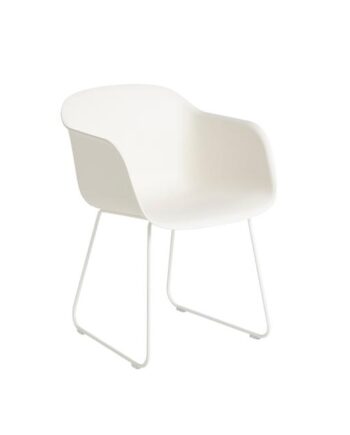 Muuto Fiber Spisebordsstol Med Armlæn Og Sled Base Hvid