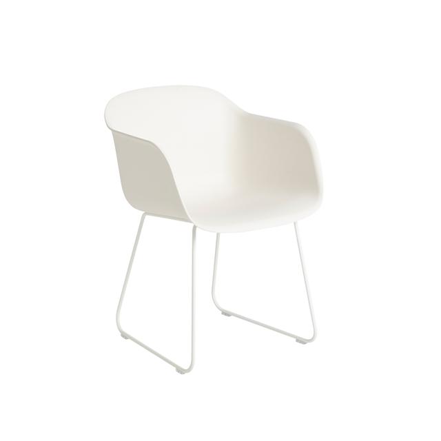 Muuto Fiber Spisebordsstol Med Armlæn Og Sled Base Hvid