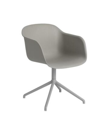 Muuto Fiber Spisebordsstol Med Armlæn Og Swivel Base Grå