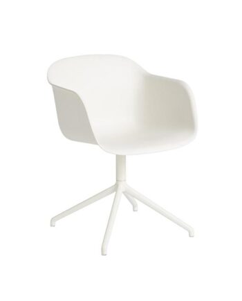 Muuto Fiber Spisebordsstol Med Armlæn Og Swivel Base Hvid