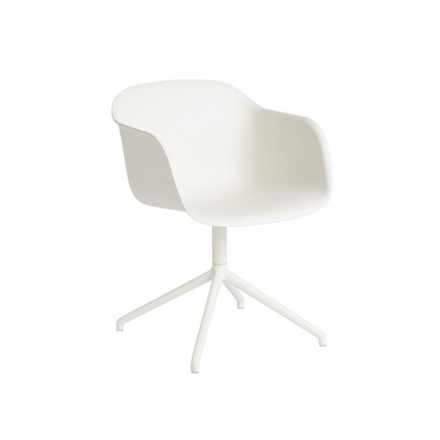 Muuto Fiber Spisebordsstol Med Armlæn Og Swivel Base Hvid