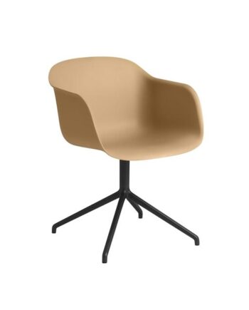 Muuto Fiber Spisebordsstol Med Armlæn Og Swivel Base Ochre Sort
