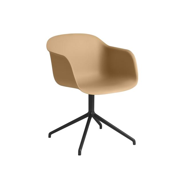 Muuto Fiber Spisebordsstol Med Armlæn Og Swivel Base Ochre Sort