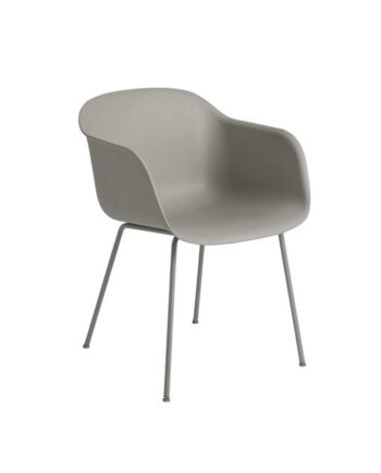 Muuto Fiber Spisebordsstol Med Armlæn Og Tube Base Grå