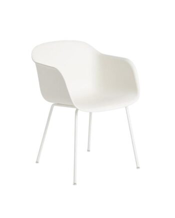 Muuto Fiber Spisebordsstol Med Armlæn Og Tube Base Hvid