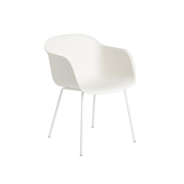 Muuto Fiber Spisebordsstol Med Armlæn Og Tube Base Hvid