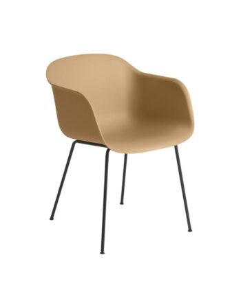Muuto Fiber Spisebordsstol Med Armlæn Og Tube Base Ochre Sort