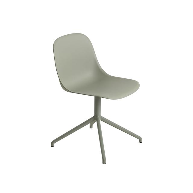 Muuto Fiber Spisebordsstol Med Swivel Base Støvet Grøn