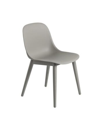Muuto Fiber Spisebordsstol Med Træ Base Grå