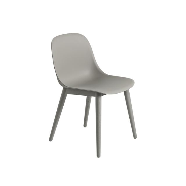 Muuto Fiber Spisebordsstol Med Træ Base Grå