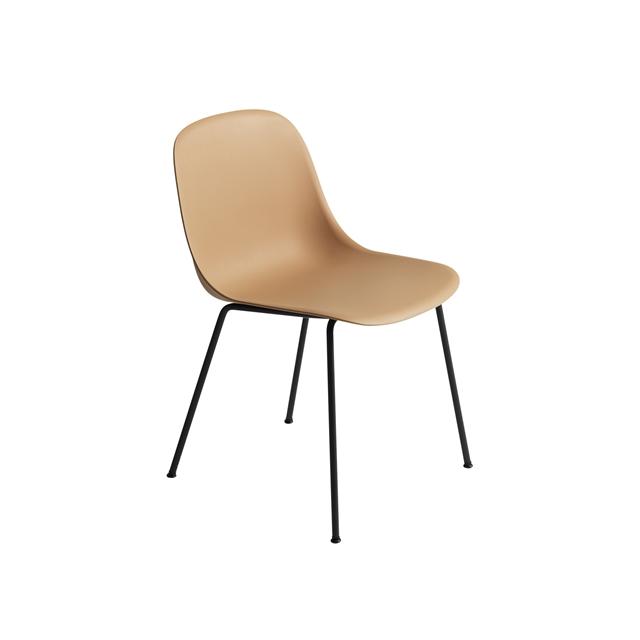Muuto Fiber Spisebordsstol Med Tube Base Ochre Sort