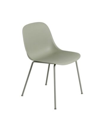 Muuto Fiber Spisebordsstol Med Tube Base Støvet Grøn