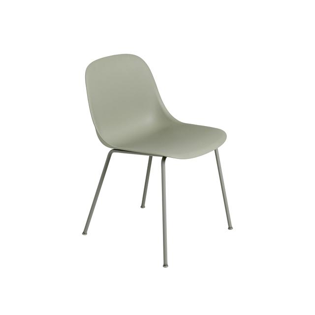 Muuto Fiber Spisebordsstol Med Tube Base Støvet Grøn