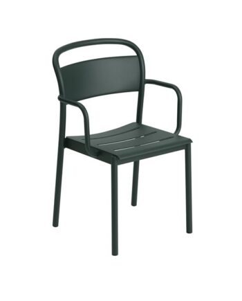 Muuto Linear Steel Spisebordsstol Med Armlæn Mørk Grøn