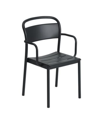Muuto Linear Steel Spisebordsstol Med Armlæn Sort