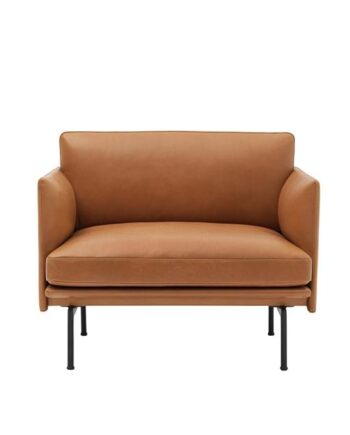 Muuto Outline Lænestol Læder Polstret Cognac Sort Base