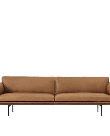 Muuto Outline  -personers Sofa Læder Cognac Sort