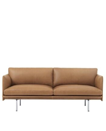 Muuto Outline  -personers Sofa Læder Cognac Sort