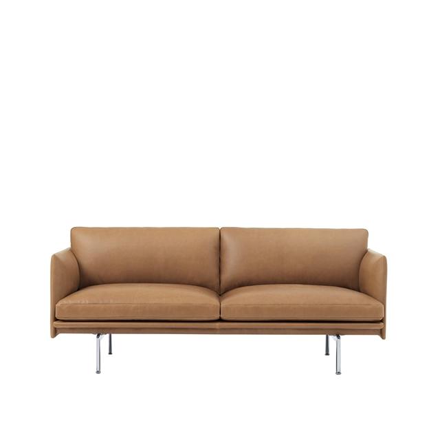 Muuto Outline -personers Sofa Læder Cognac Sort