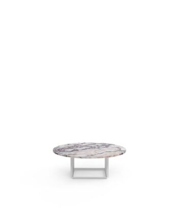 New Works Florence Sofabord ø90 Hvid Viola Marmor Med Hvid Stel